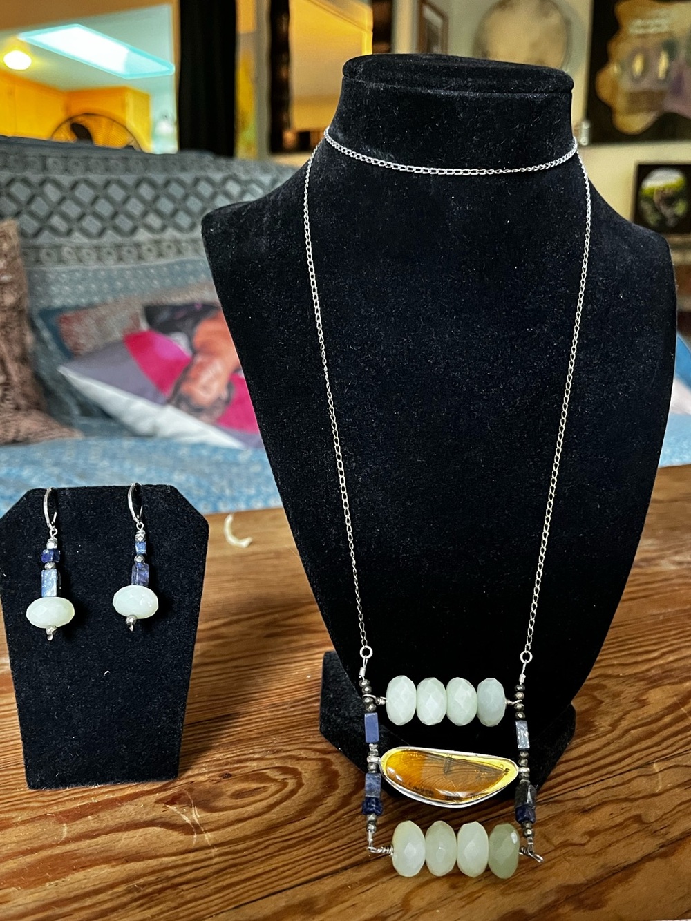 Butterfly wing necklace and earring set